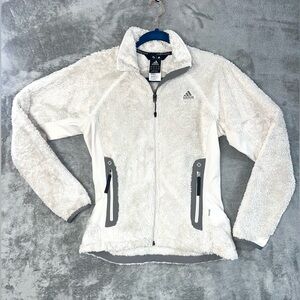 Adidas ClimaWarm Sherpa Fleece Jacket Off-White Gray Women’s M